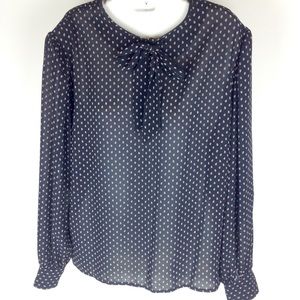 Vintage Campus Casuals Blouse Pussy Bow Teardrop L